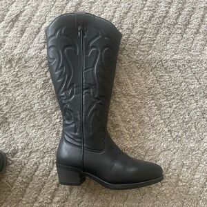 Torrid Black Embroidered Heeled Boots